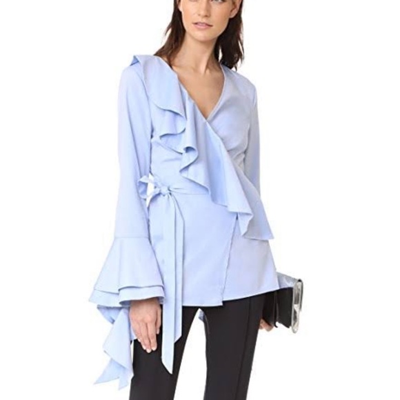 C/MEO Collective Tops - C/MEO Collective light blue with bell sleeve shirt